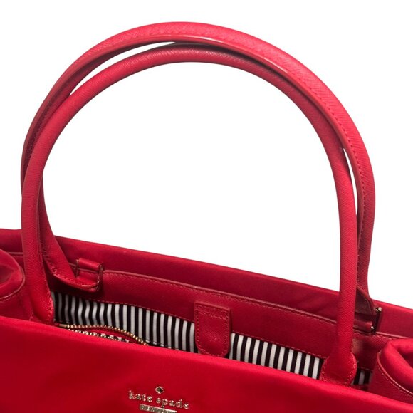 Kate Spade ~ Phoebe Red Nylon Tote Top handle Shoulder bag, Striped interior - Picture 16 of 16
